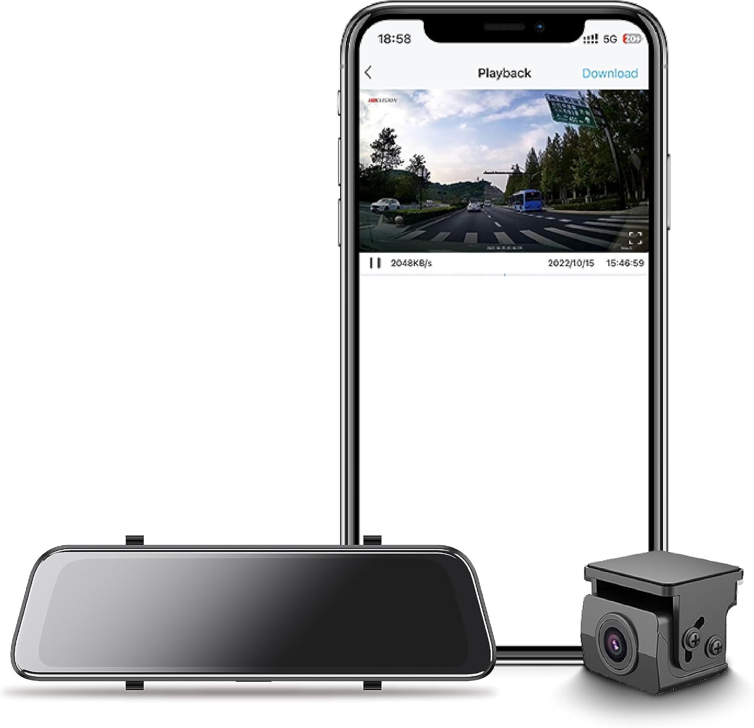 Hikvision N6pro Rearview Dashcam 2K+FUD,10" Touch Screen,Night Vision,Parking monitoring,Up to 128GB,smart voice recognition,built in Mic and Speaker