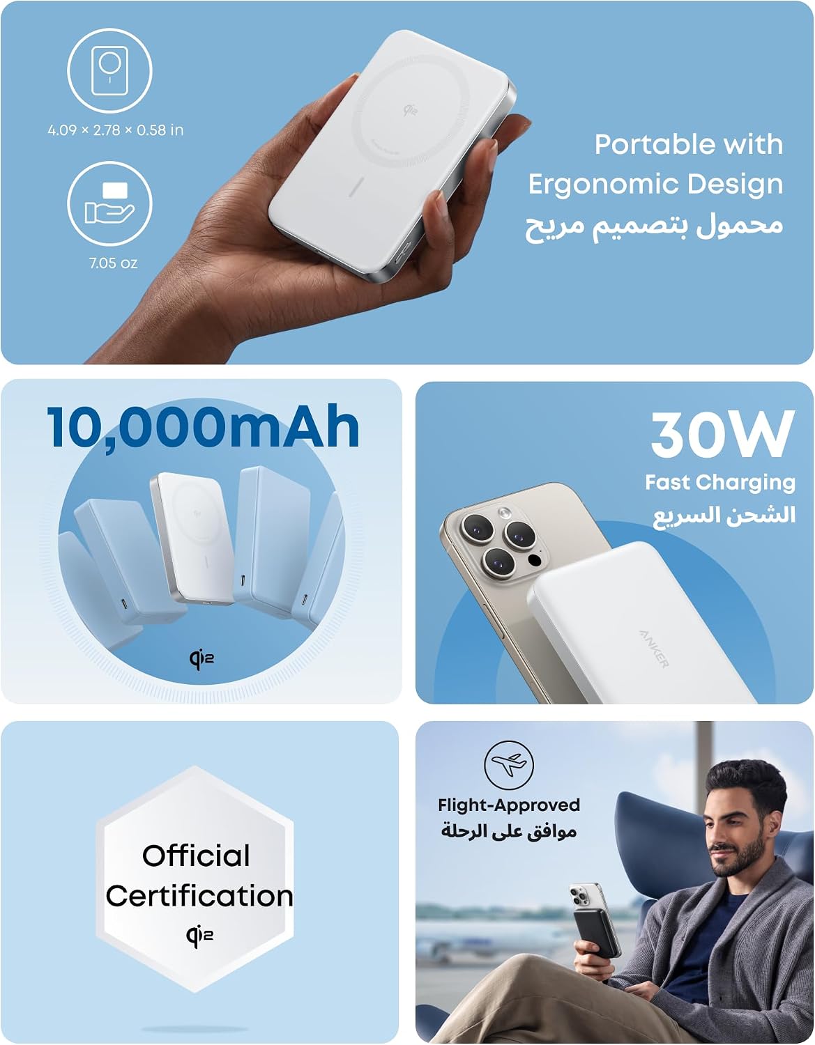 Anker MagGo Power Bank, Ultra-Slim 10,000mAh Magnetic Battery Pack, Qi2 Certified 15W Ultra-Fast MagSafe Compatible Portable Charger, Ergonomic Design, for iPhone17/16/15/14 Series, and more
