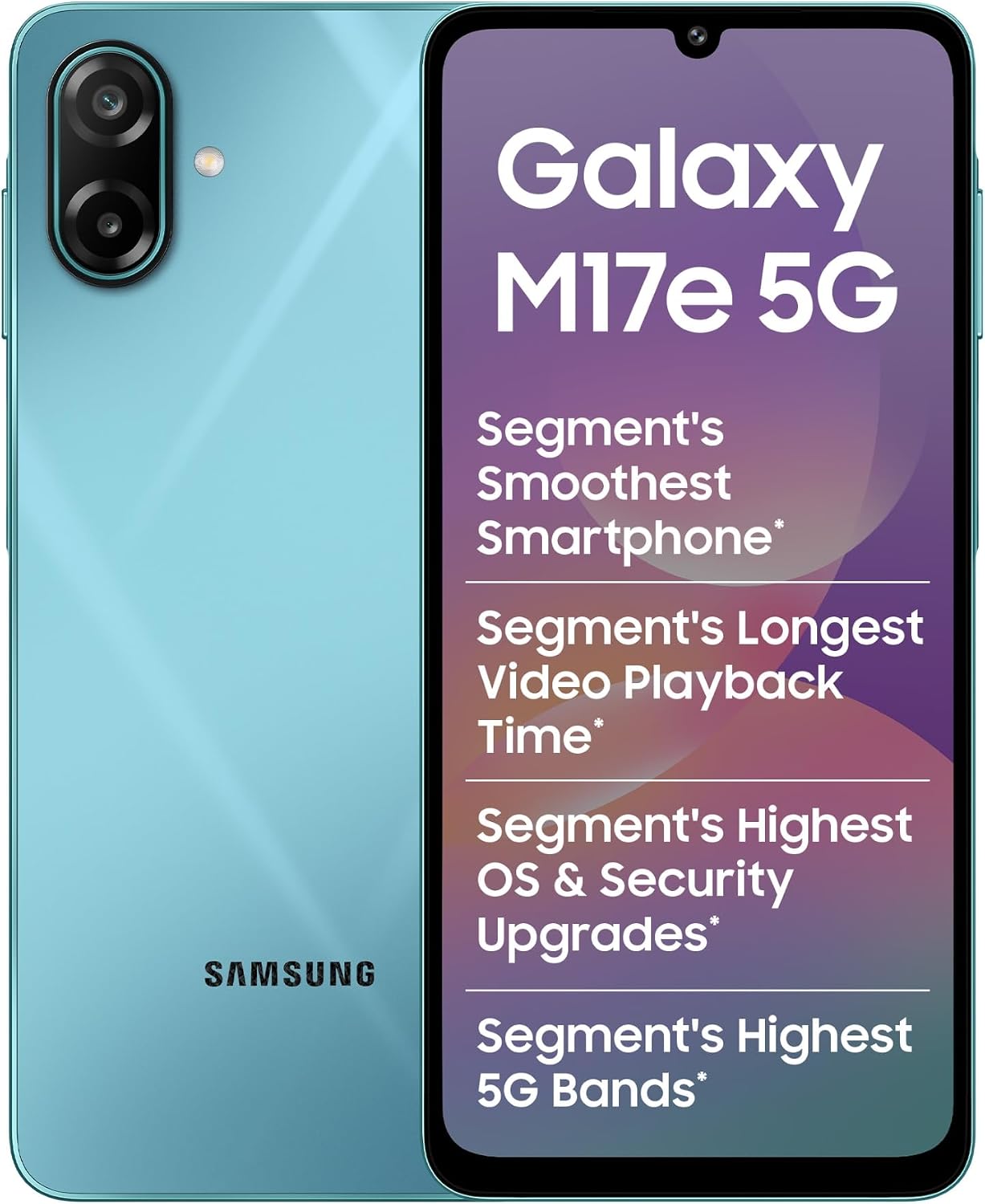 Samsung Galaxy M17e 5G Mobile (Blitz Blue, 6GB RAM, 128GB Storage) | Smoothest 120 Hz Refresh Rate| Monster 6000 mAh Battery | IP54 | 6 Gen OS Upgrades | AI | Gemini Live | Without Charger