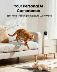 Eufy Security 2K Indoor Cam Pan & Tilt | Smart Home Camera with AI Human & Pet Detection | Motion Tracking | Night Vision | Works with Voice Assistants | MicroSD Storage – No HomeBase Required