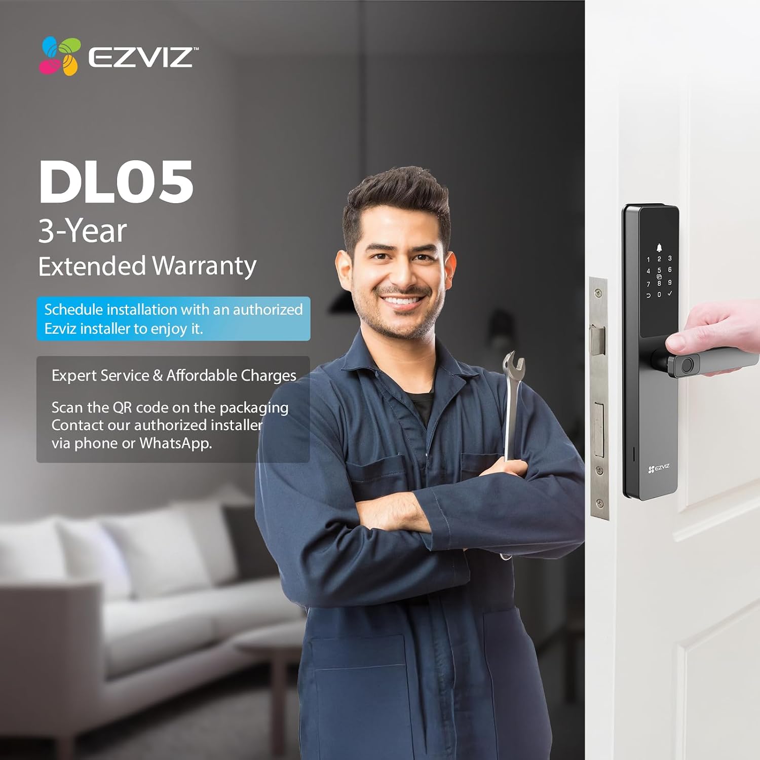EZVIZ Smart Lock DL05, 7-in-1 Keyless Entry Door Lock, with Fingerprint Access – Secure Keyless Entry, Multiple Unlock Options, Instant Alerts, Weather-Resistant, Child Safety Privacy Control 5085