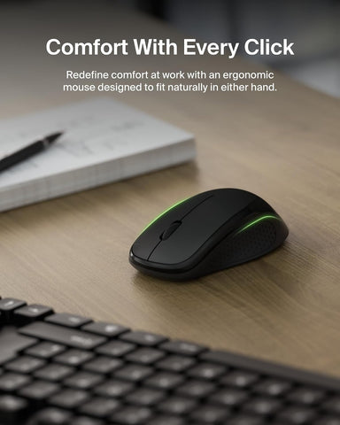 Belkin Wireless Keyboard and Mouse with USB-A Receiver - Keyboard Set with Wireless Mouse, Ergonomic Design for Home, Office, Desk, Compatible with Laptop, PC, Windows - Batteries Included