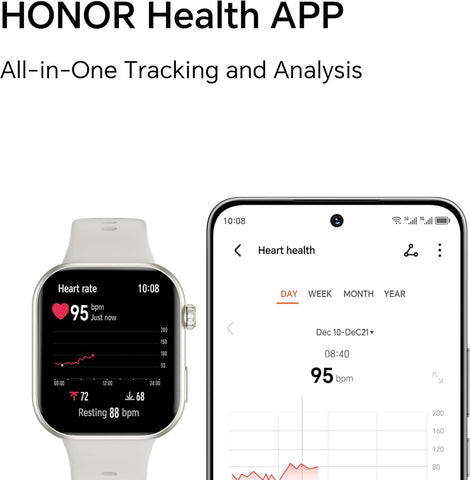 HONOR Choice Watch 2i Smartwatch, 1.85″ AMOLED Display, 14-Day Battery, Bluetooth Calling, Heart Rate & SpO₂ Monitoring, 109 Sports Modes, IP68 Water-Resistant, Android & iOS, White