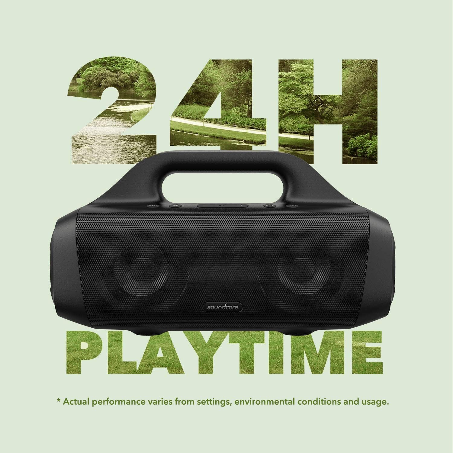 soundcore Anker Motion Boom Bluetooth Speaker with Titanium Audio Drivers, BassUp Technology, IPX7 Water Protection, 24h Battery, Ideal for Outdoors, Garden, Beach | 24H Playtime, App, Built-in Handle, Outdoor Speaker for Camping, Pool, Beach, Backyard