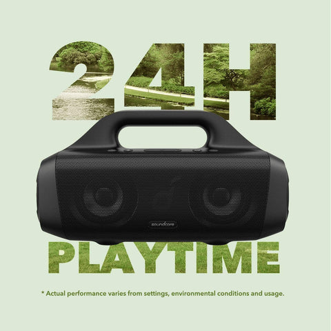 soundcore Anker Motion Boom Bluetooth Speaker with Titanium Audio Drivers, BassUp Technology, IPX7 Water Protection, 24h Battery, Ideal for Outdoors, Garden, Beach | 24H Playtime, App, Built-in Handle, Outdoor Speaker for Camping, Pool, Beach, Backyard