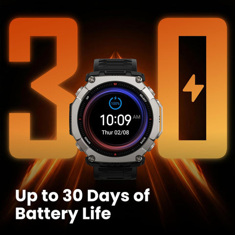 Amazfit T-Rex Ultra 2 Dual Band GPS Outdoor Smartwatch Ti Body 51mm, 3.8cm, Sapphire AMOLED Display, Flashlight, 30 Days Battery, Offline Maps, 10 ATM, 180+ Sports Mode for Devices