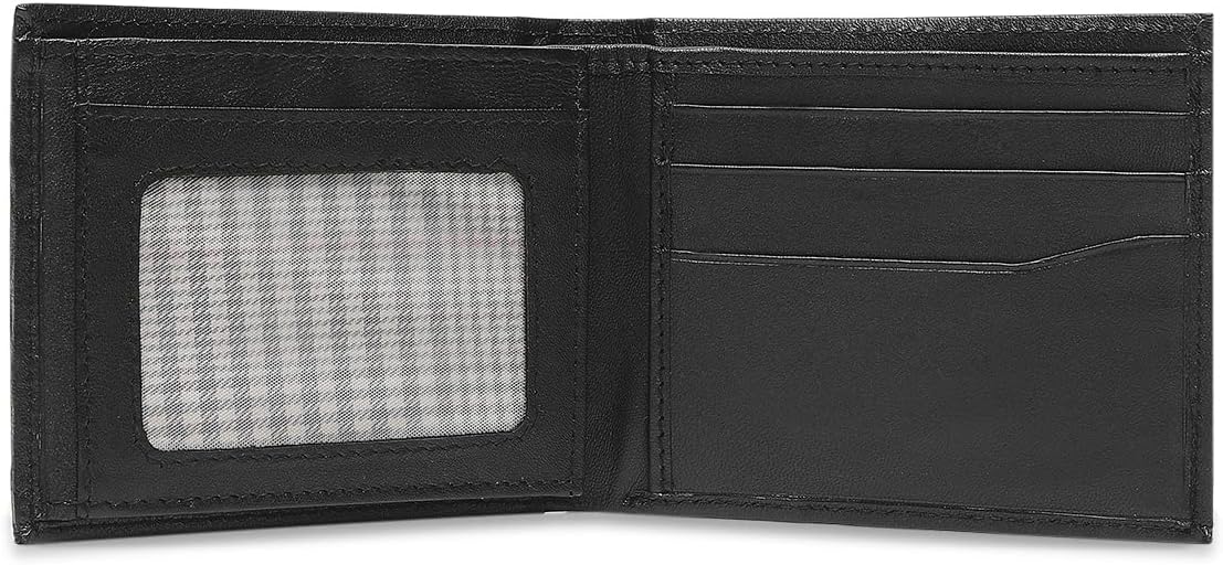 Bi-Fold Organised Wallet Flat Nappa Genuine and Smooth Leather Upper IM2021XDA0003-001-Black