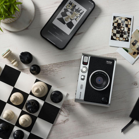 Fujifilm INSTAX Mini EVO Hybrid Instant Camera – Black (USB-C) | Instant Print with Digital Preview, Creative Modes & Built-In Selfie Mirror