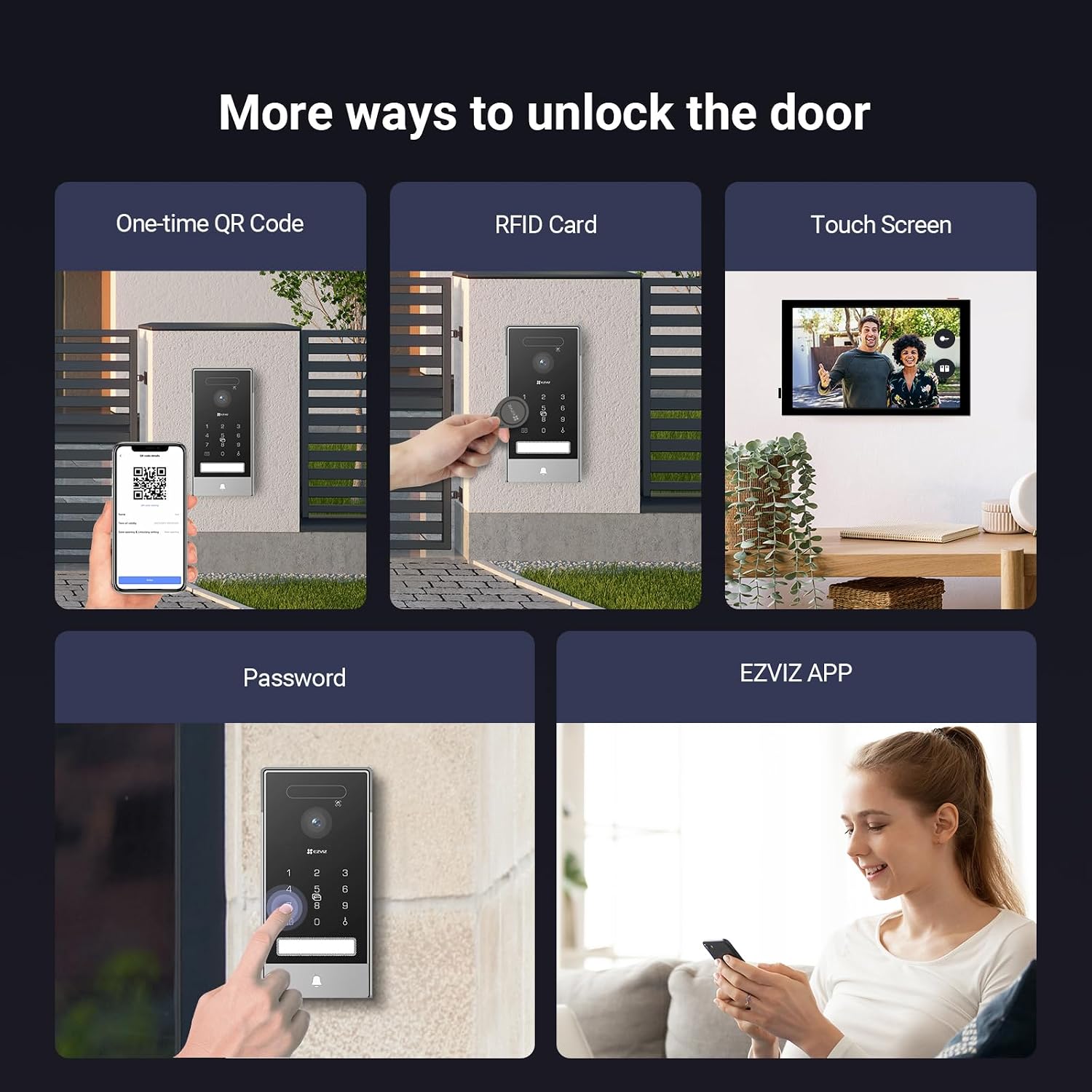 EZVIZ 4K Connected Video Intercom Doorphone with 8 Inch Touch Monitor, Indoor, Palm/Face Recognition, Remote Unlock, 2 Wires, Human Detection, RFID Option, Waterproof, Dual-Band WiFi, HP7 Pro