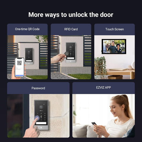 EZVIZ 4K Connected Video Intercom Doorphone with 8 Inch Touch Monitor, Indoor, Palm/Face Recognition, Remote Unlock, 2 Wires, Human Detection, RFID Option, Waterproof, Dual-Band WiFi, HP7 Pro