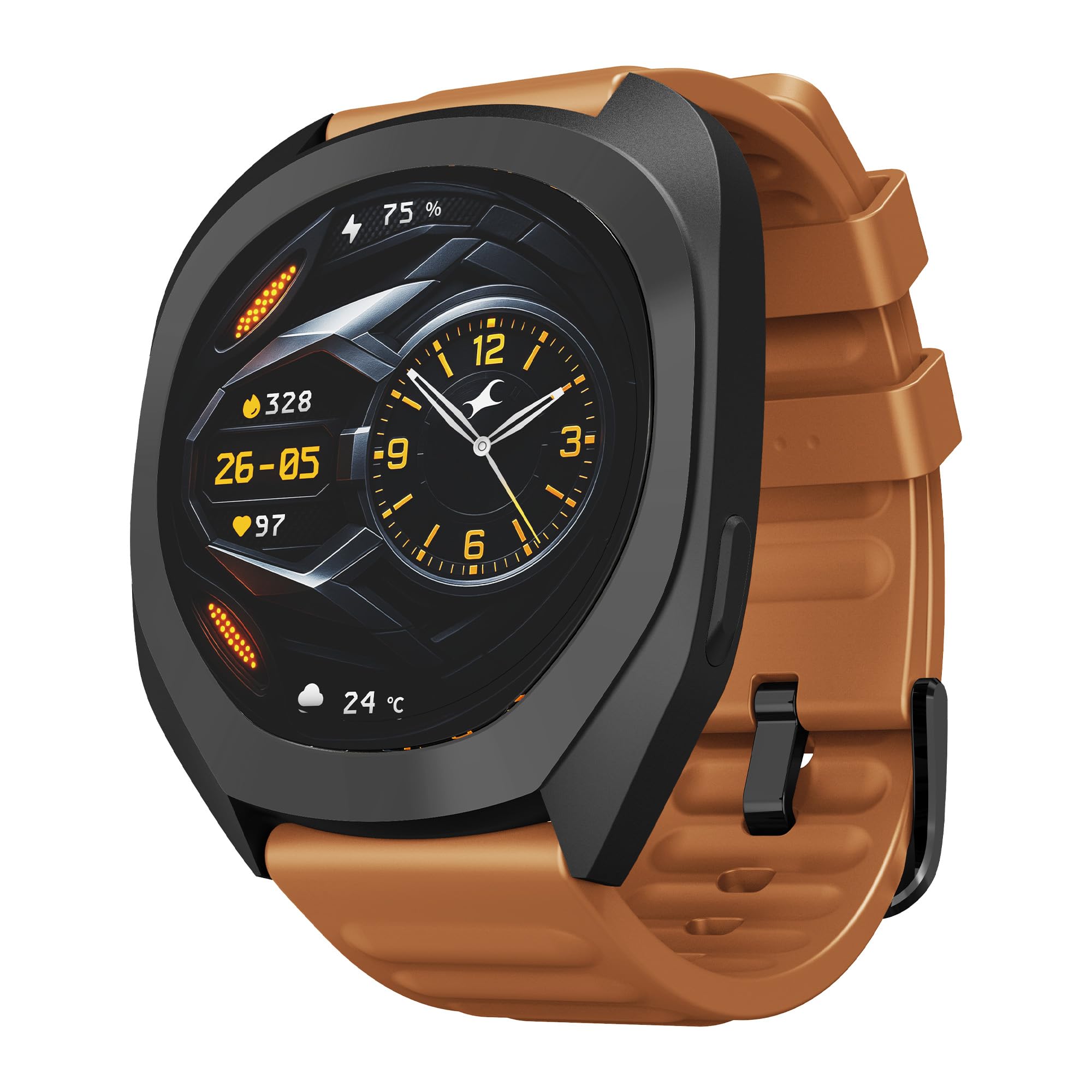 Fastrack Smart Watch | BT Calling | 3.5cm Ultra UV Round Display, Deep Black, Standard