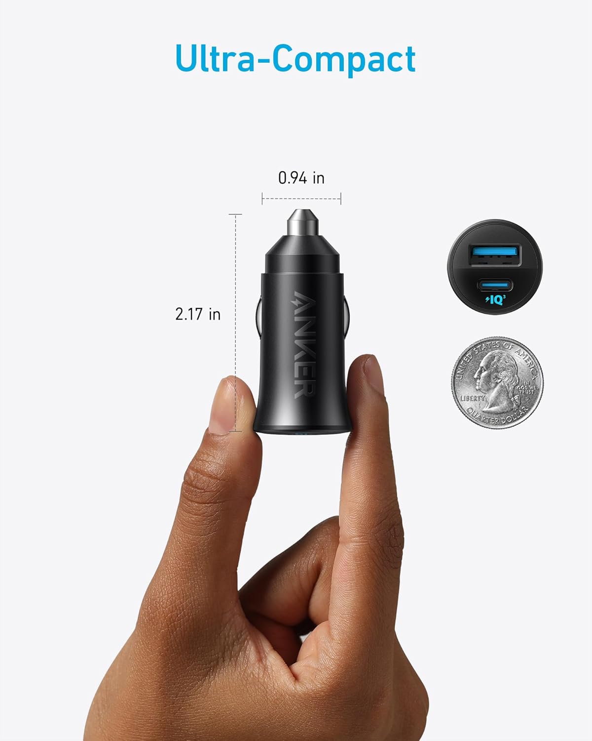 Anker USB-C Car Charger, 30W 2-Port Type-C Car Adapter,iPhone 17/16 /15/14 Series, Samsung Galaxy S26/S25/S24 Series, iPad Pro, AirPods, Huawei and More