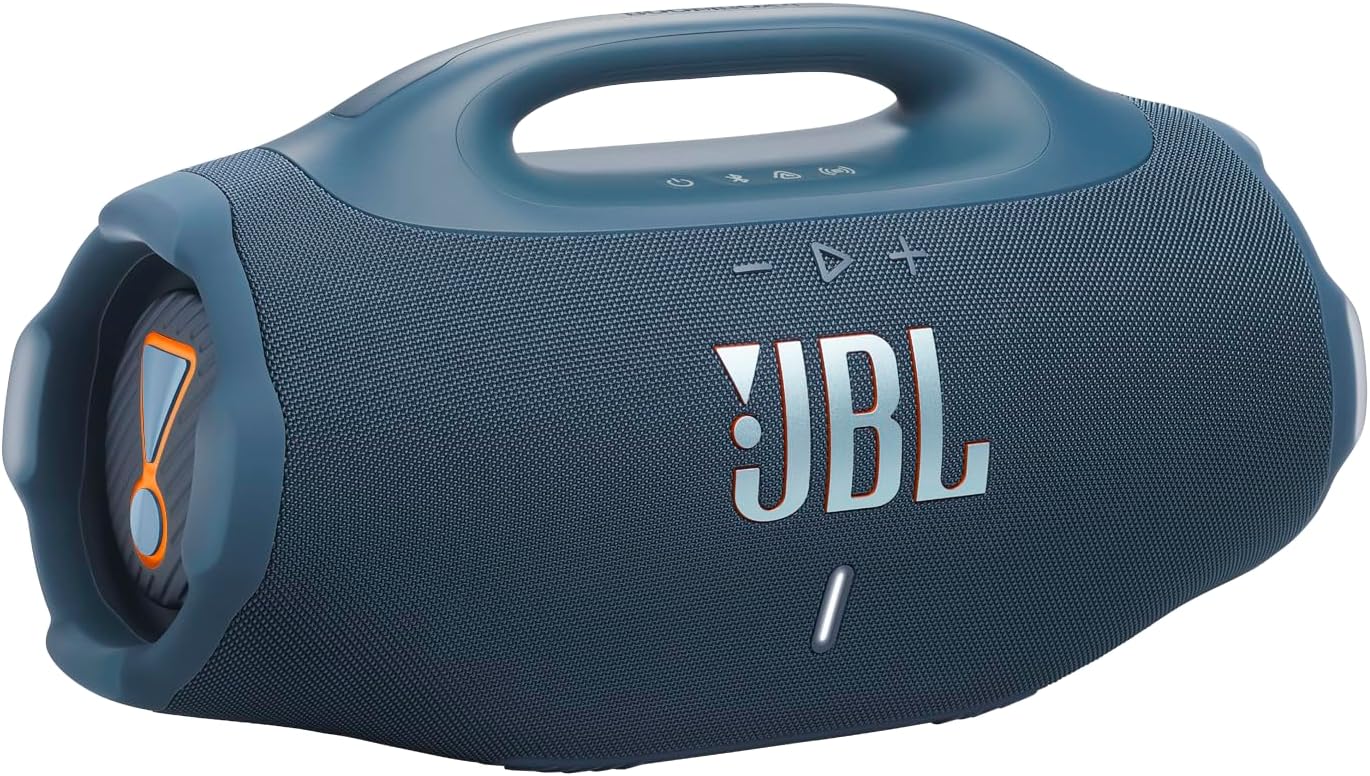 JBL Boombox 4 – Most Powerful Portable Waterproof Speaker with Massive JBL Pro Sound, AI Sound Boost, Up to 34 Hours Playtime, IP68 Waterproof & Dustproof, Auracast™ Multi-Speaker Connection, Blue