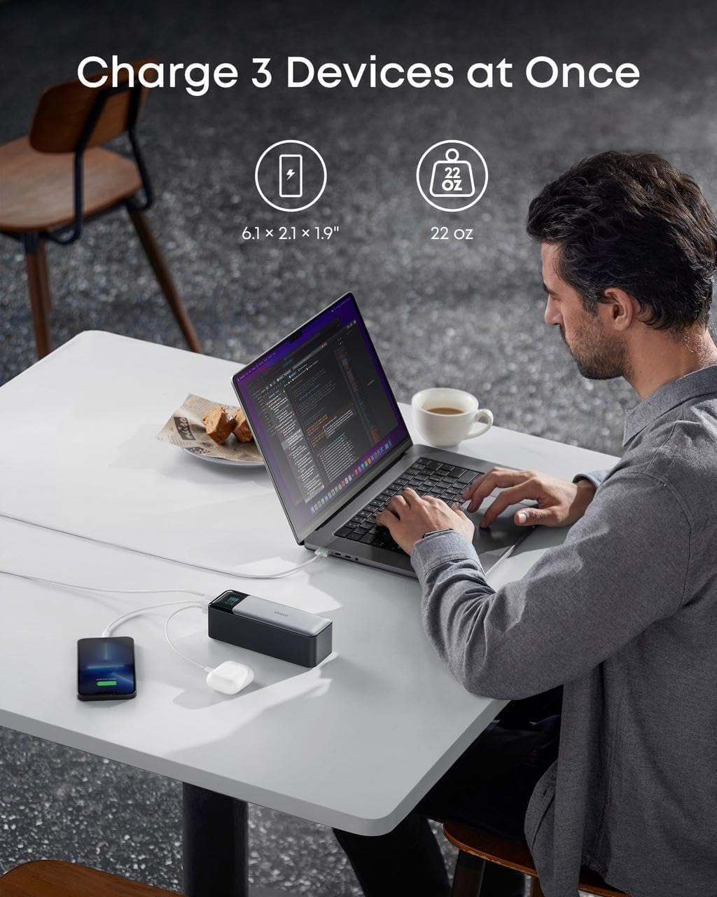 Anker 737 Power Bank (PowerCore 24K), 24,000mAh 3-Port Portable Charger with 140W Output, Smart Digital Display, Compatible with MacBook Pro/Air, iPhone 17/16 Series, Samsung, Huaiwei, Dell