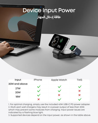 Anker MagSafe Charger Compatible, MagGo 3-in-1 Wireless Charging Station, Qi2 Certified 15W Wireless Stand, Apple Watch Charger for MagSafe, For iPhone 17/16/15, AirPods (40W USB C Charger Included)