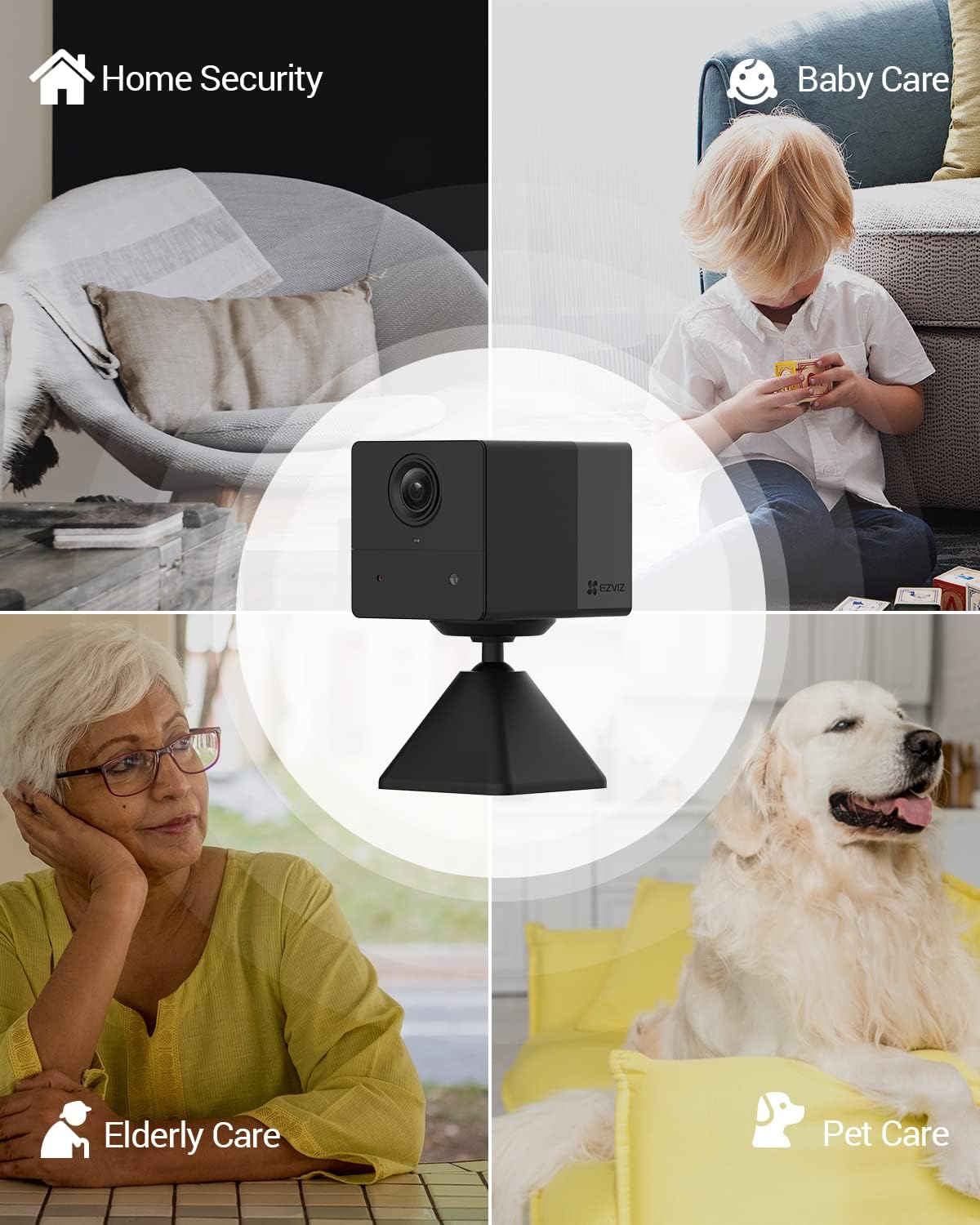 EZVIZ BC2 Security Camera with Battery, 1080p WiFi camera CCTV with PIR Motion, smart Human Detection, Two Way Audio Talk, Easy Install with Magnetic Base, supported Cloud & SD card Storage