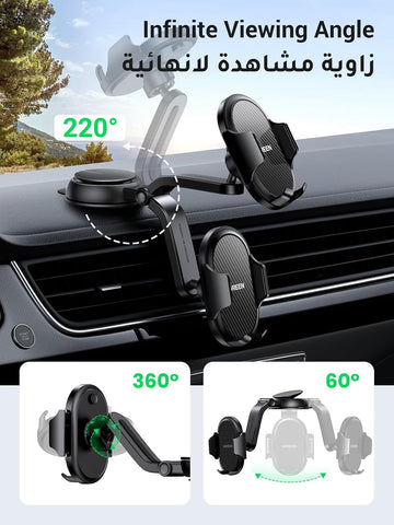 UGREEN Car Phone Holder Car Mount for Dashboard & Windscreen, Mobile Phone Holder, 360 Degree Rotatable Super Stable, Fit for iPhone 16/15/14/13, Samsung Galaxy S25/24/23/S22