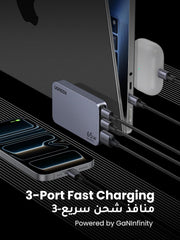 UGREEN Nexode Pro 65W USB-C Charger,Travel Adapter with UK/EU Plug GaN II 3-Port Ultra-Slim Type C Fast Wall Charge Laptop Charging Compatible for MacBook Air,Dell XPS,iPad, iPhone 17,Galaxy S25 Ultra