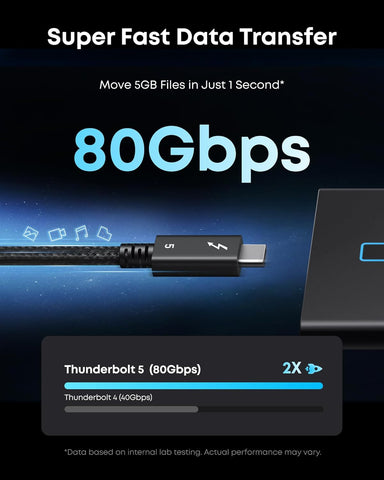 Anker Prime TB5 Cable, 3.3 FT USB C to USB C, 240W Charging Thunderbolt 5 Cable, 80Gbps Data Transfer, Supports 8K/4K Displays, for iPhone 17/16 Series, MacBook Air, and More (Thunderbolt 5-Certified)