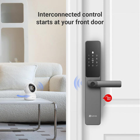 EZVIZ Smart Lock DL05, 7-in-1 Keyless Entry Door Lock, with Fingerprint Access – Secure Keyless Entry, Multiple Unlock Options, Instant Alerts, Weather-Resistant, Child Safety Privacy Control 5085