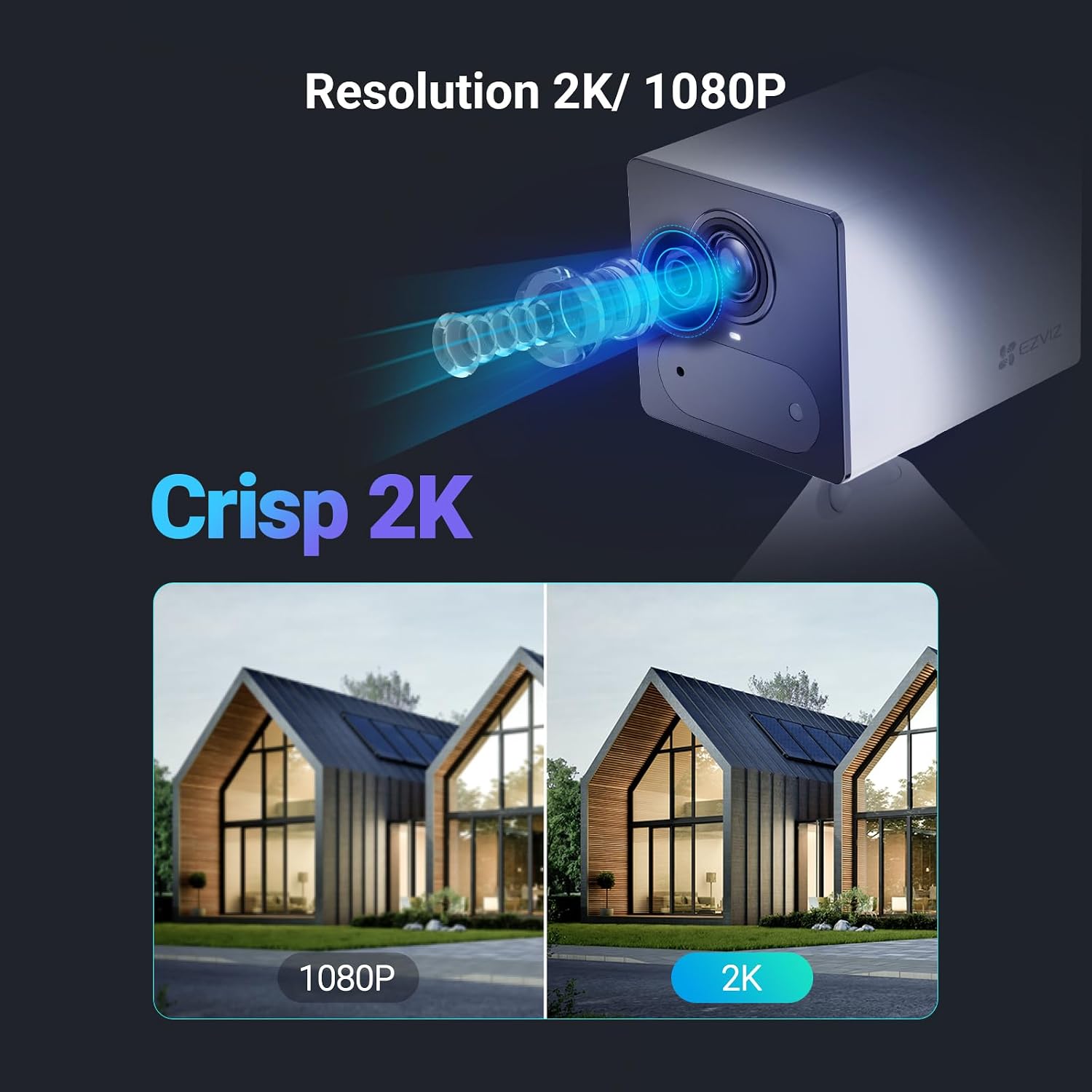 EZVIZ 2K 4G Wireless Indoor Camera + External Battery, AOV Mode, Person Detection, SD Card up to 512GB (Not Included), Time-Lapse Video, Two-Way Audio, Compact Design, CB2 Kit Black