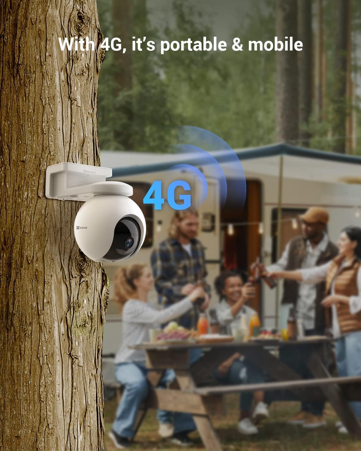 EZVIZ 4G LTE & WiFi Solar Security Camera, 4K Auto Tracking, EB8 Pro 4G Kit | 4G LTE & Wi-Fi Solar Camera, 4K 8MP Auto Tracking, Human/Vehicle/Animal Detection, Color Night Vision, No Subscription, IP65