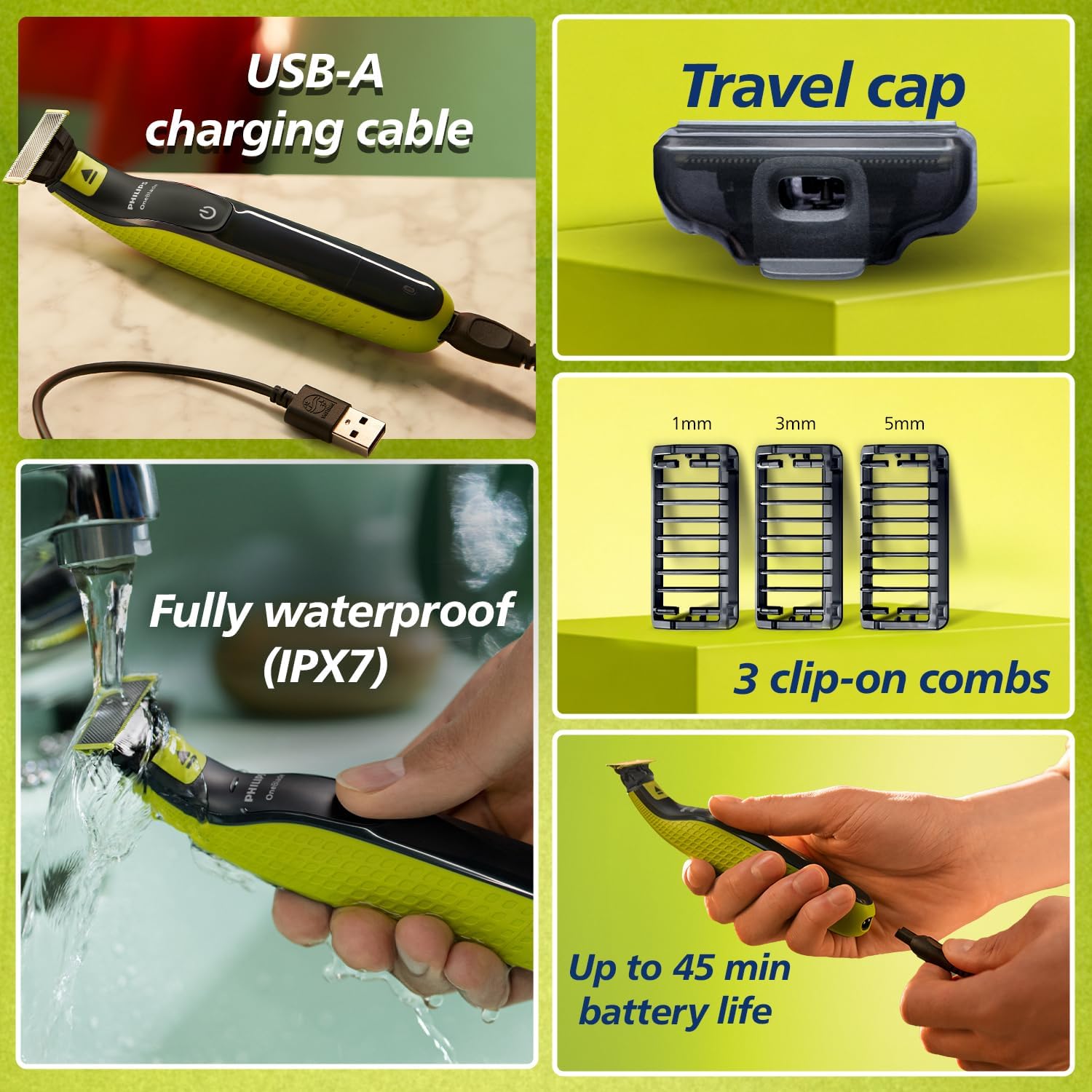 Philips OneBlade Turbo2X QP2724/10 Hybrid Trim, Edge, Dual Protech Tech Shaving Suitable for all skin types and hair thickness