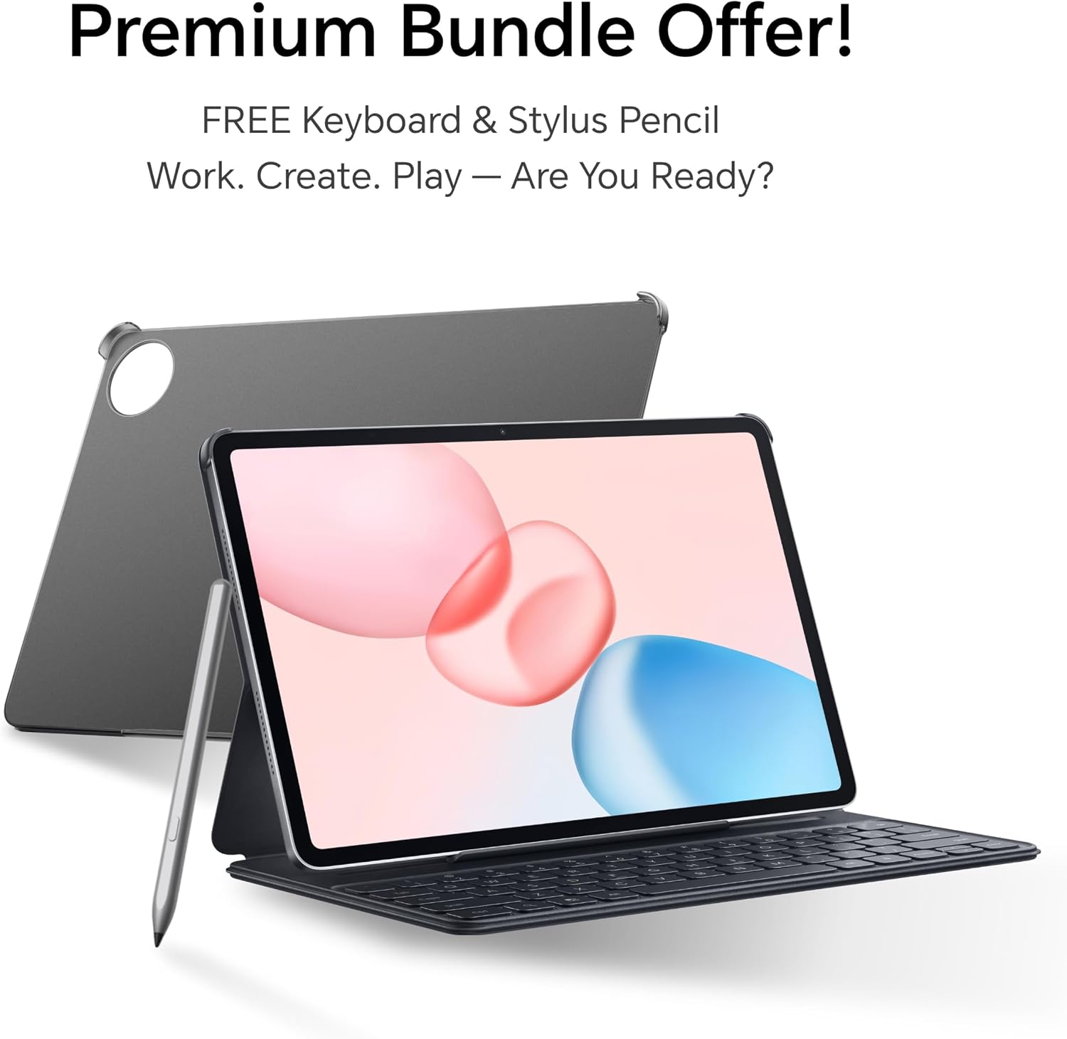 HONOR Pad 10 12.1 Inch Wi-Fi Tablet 8GB RAM 256GB ROM Gray Bundle with Free Keyboard Case & Honor Choice Pencil - UAE Version