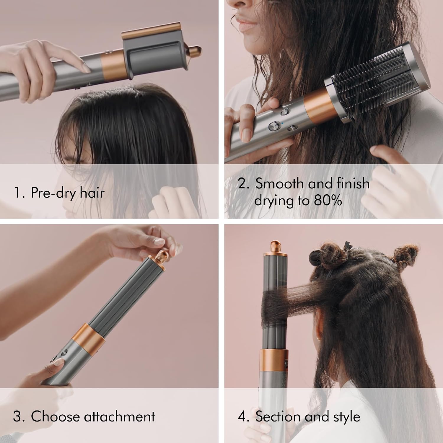 Dyson Special Edition Airwrap Complete Long Multi-Styler in Strawberry Bronze and Blush Pink with Detangling Comb - International Version