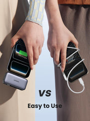 UGREEN Mini Power Bank, 5000mAh with Built-In 3.77mm Long USB C Connector | SCP 22.5W Fast Charging, pocket-sized, charging for iPhone 17/16, Galaxy S26, AirPods, Huawei, for travel/work/outdoor use