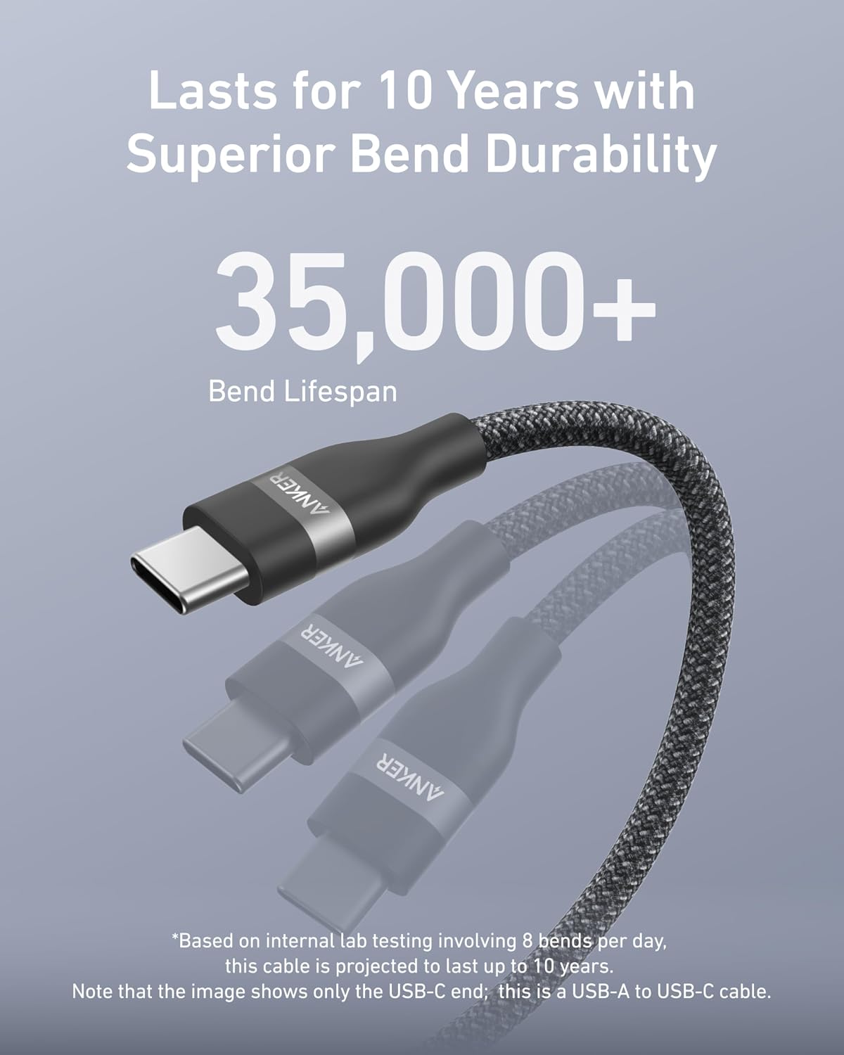 Anker Car Carplay USB to USB C Cable for iPhone17/16, Upcycled Braided USB A to USB C Car Charger Cord for Samsung Note20 and More (USB 2.0, 3FT)