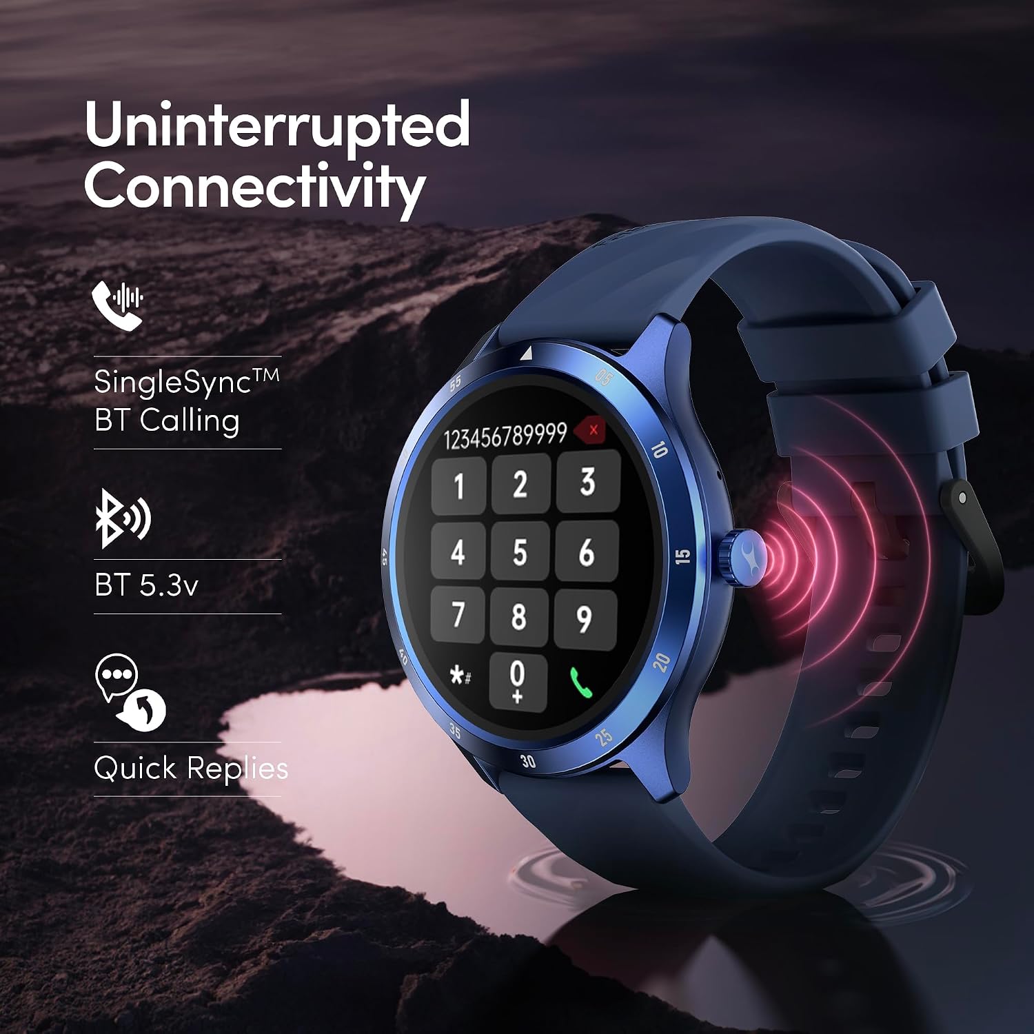Fastrack Jupiter Flex Smart Watch, 1.38" UltraVu Display, Bluetooth Calling, Health Suite with SpO2, Heart Rate, Sleep Tracking, 100+ Watch Faces, (Blue)