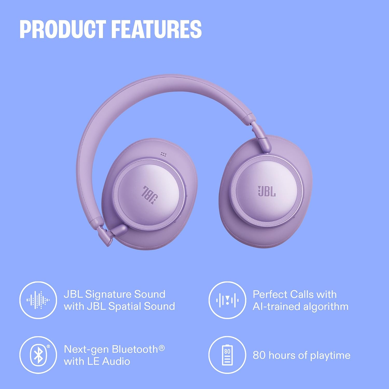 JBL Live 780NC Wireless Over-Ear Headphones with Adaptive Noise Cancelling, Spatial Sound, Voice Control and JBL Pure Bass, Black