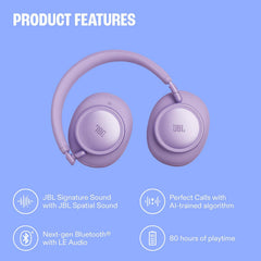 JBL Live 780NC Wireless Over-Ear Headphones with Adaptive Noise Cancelling, Spatial Sound, Voice Control and JBL Pure Bass, Black