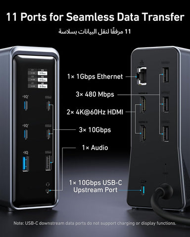 Anker Prime Charging Docking Station, 14-Port with 160W Max Output and Built-In GaN AC-DC Power, 10Gbps Data Transfers, Real-Time Smart Interface, Dual 4K Displays for MacBook, Dell, Phones, and More