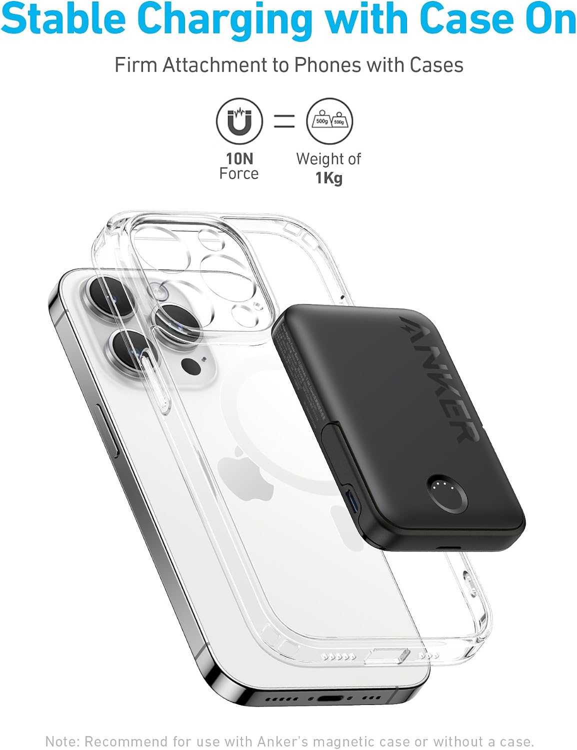 Anker Magnetic Battery (MagGo), 5,000mAh Wireless Power Bank with Foldable Stand and USB-C for iPhone 15/15 Plus/15 Pro/15 Pro Max, iPhone 14/13 Series - Black
