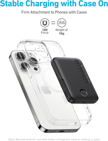 Anker Magnetic Battery (MagGo), 5,000mAh Wireless Power Bank with Foldable Stand and USB-C for iPhone 15/15 Plus/15 Pro/15 Pro Max, iPhone 14/13 Series - Black