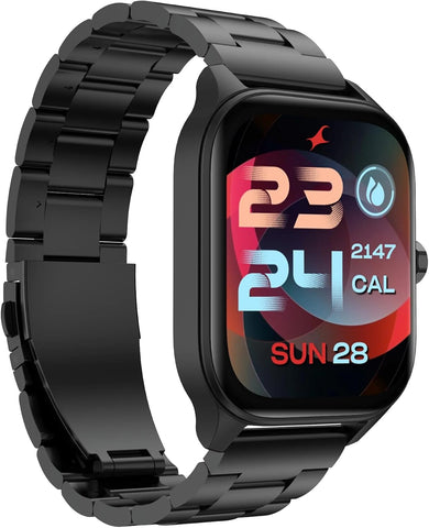 TITAN FASTRACK VIVID SMART WATCH 1.97" AMOLED SQUARE DISPLAY, BT CALLING, HEALTH SUITE, AOD, METAL BLACK