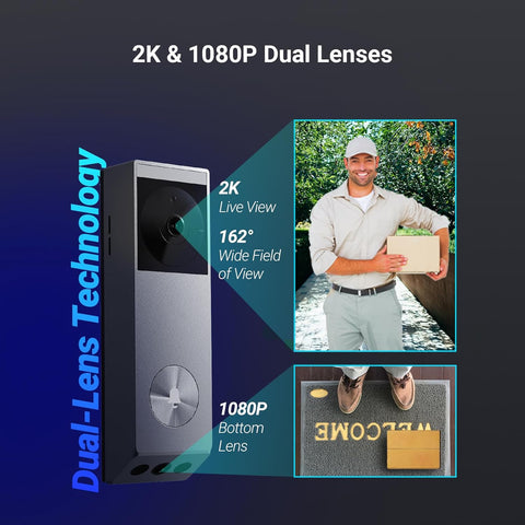 EZVIZ Video Doorbell with 2K & 1080p Double Camera, Wireless Doorbell with Solar Panel, Person Detection, Package Detection, Two-Way Audio and Colour Night Vision, 32GB eMMC Memory, EP3x Pro