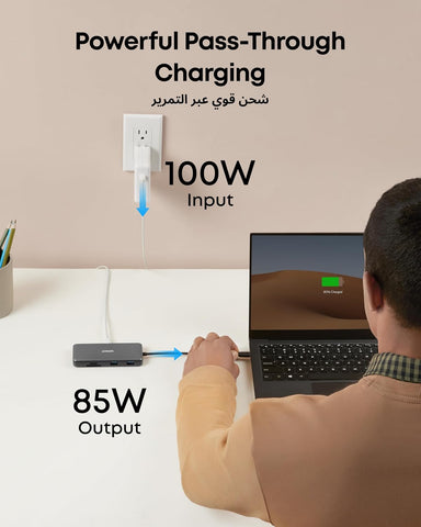 Anker 555 USB-C Hub (8-in-1), with 85W Power Delivery, 4K 60Hz HDMI Port, 10Gbps USB C and 2 A Data Ports, Ethernet microSD SD Card Reader, for MacBook Pro More