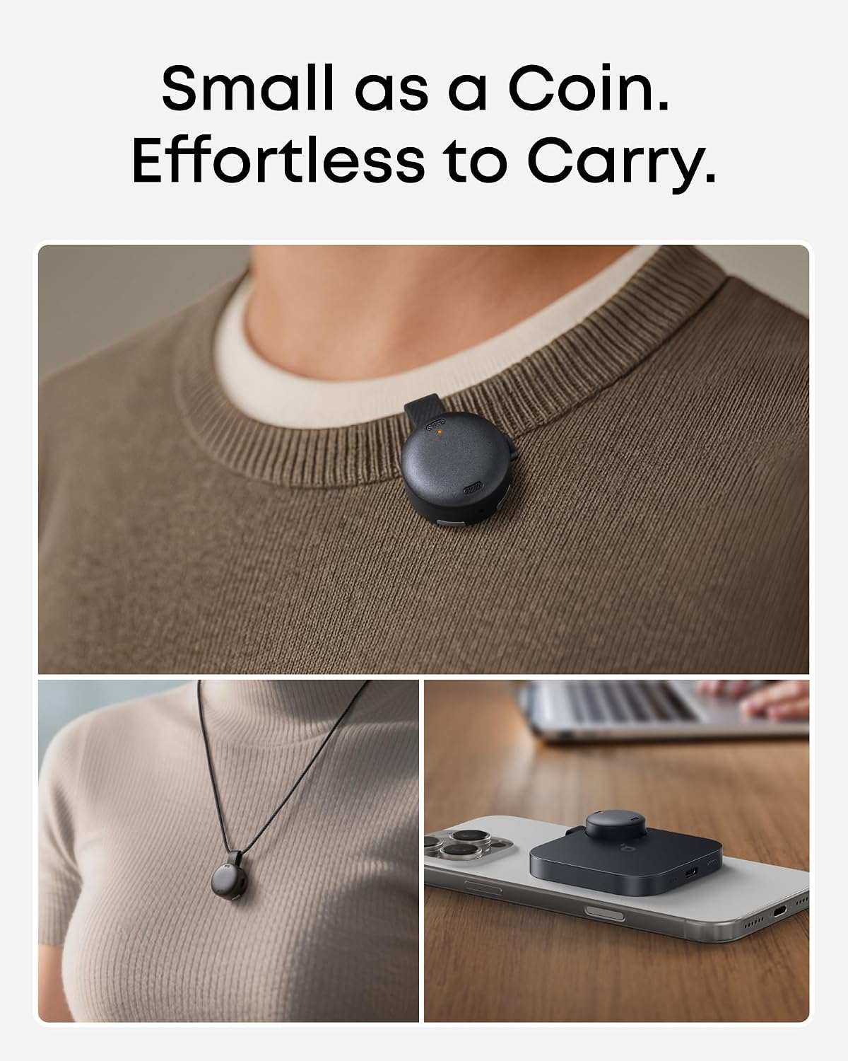 soundcore Work by Anker, Portable AI Voice Recorder,AI Note Taker, AI Transcription & Summarization, Cross - Meeting Summary, MFi Certified, Privacy Protection
