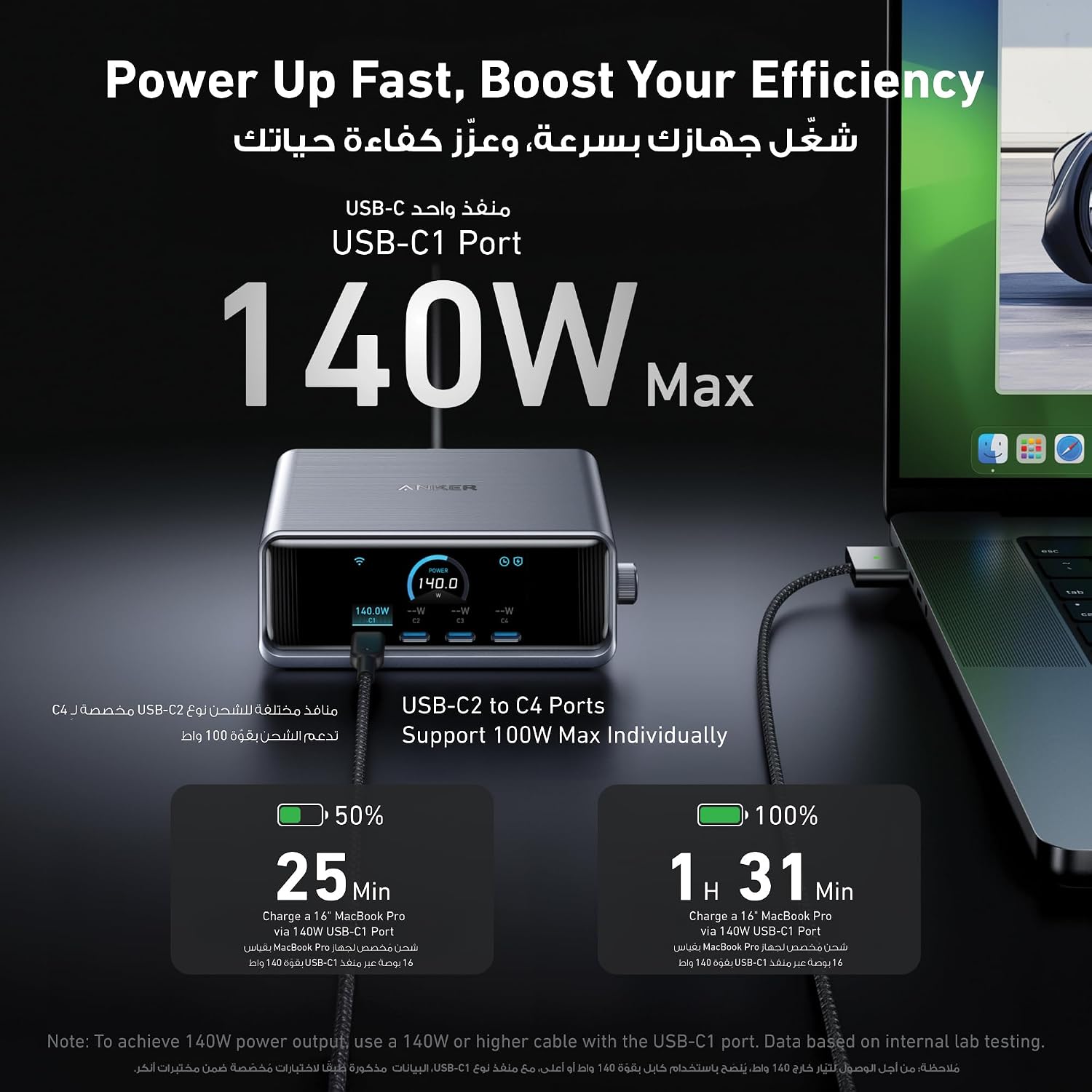 Anker Prime 250W USB C Charger, Ultra-Fast 6-Port GaN Charging Station, 2.26" LCD Display and Smart Control Dial, Compatible with MacBook Pro/Air, iPhone 17/16/15, Huawei, Samsung, iPad and More