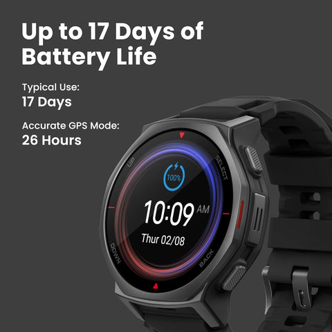 Amazfit T-Rex 3 Pro Outdoor Smartwatch 44 mm/48 mm Sapphire AMOLED Display, Titanium Bezel, Dual Band GPS, Offline Maps, 25 Day Battery, Integrated Torch, 10 ATM, 180+ Sports Modes for Android