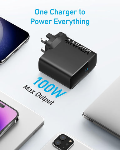 Anker Mac Book Pro 100W USB C Charger, Compact and Foldable Fast Charger for MacBook Series,iPhone,Samsung S26/ S25/S24,iPad Pro,and All USB C Devices,5 ft C to C Cable Included