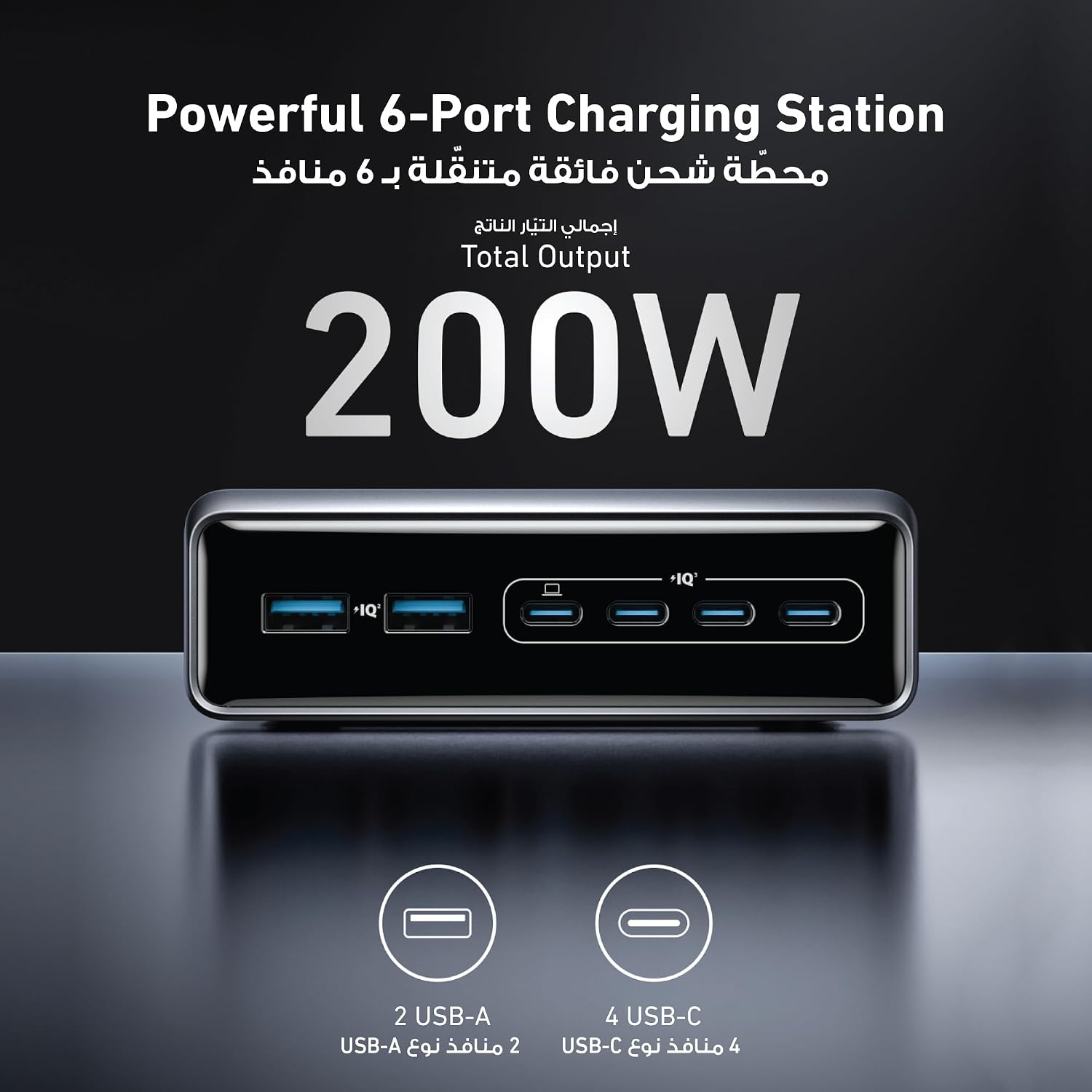 Anker Prime Charger, 200W 6-Port GaN Charging Station, Fast Charging USB C Charger, Compatible with iPhone 17/16 Series, MacBook Pro/Air, iPad Pro, Dell XPS, Samsung S26/ S25/S24, Huawei, Xiaomi, Vivo