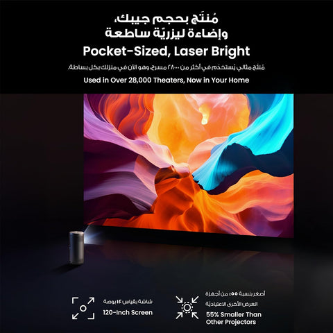NEBULA Capsule 3 Laser Projector, Upgraded with Google TV and Official Netflix, Mini Smart TV Projector with Wi-Fi, Outdoor Portable Projectors, Dolby Digital, 120-Inch Screen, 2.5H Built-In Battery