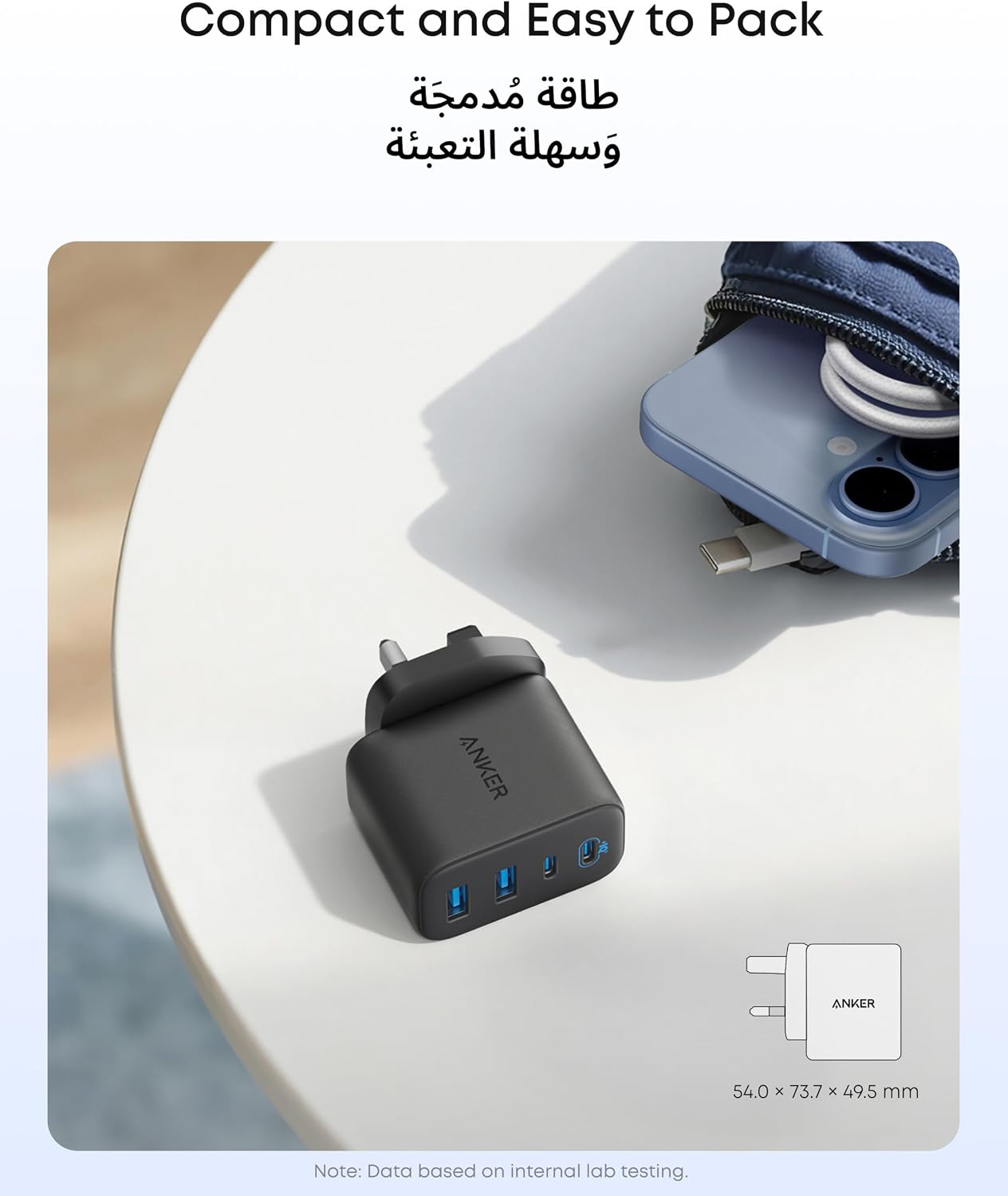 Anker Zolo USB C Charger Block, 4-Port Wall Adapter with 50W Max Output, 2 USB-C and 2 USB-A, Compact and Stable, For iPhone 17/16 Series, MacBook, iPad, Galaxy, and More (Black, Cable Not Included)