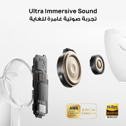 Huawei Freebuds Pro 5, Dual Driver Ultra-Immersive Sound, 38hrs Battery Life, AI Noise Cancellation (220% Improvement), Water & Dust Proof (IP 57), Stable &Clear Calls, Perfect Ear Fit. White-55038661