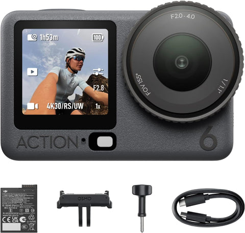 DJI Osmo Action 6 Adventure Combo, Action Camera With 1/1.1″ Square Sensor, Variable Aperture of f/2.0–f/4.0, Extended Battery Life With 3 Batteries, Action Camera 4K for Long Outdoor Filming