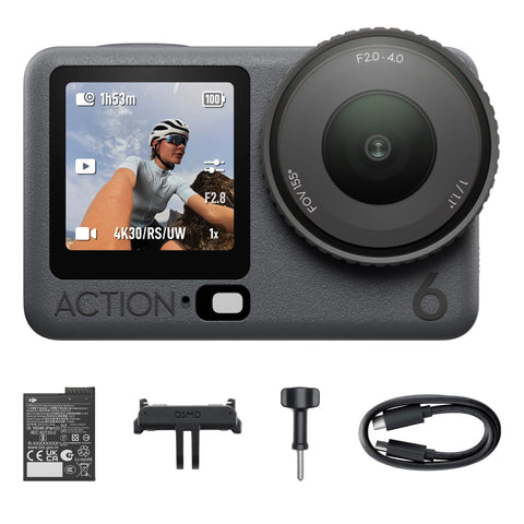 DJI Osmo Action 6 Adventure Combo, Action Camera With 1/1.1″ Square Sensor, Variable Aperture of f/2.0–f/4.0, Extended Battery Life With 3 Batteries, Action Camera 4K for Long Outdoor Filming